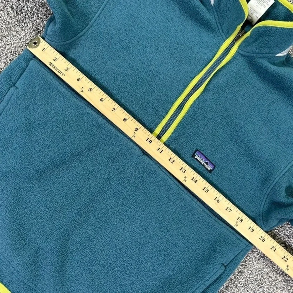 Patagonia Kids Synchilla Marsupial Boys XL 1/4 Zip Fleece‎ Pullover Green Yellow